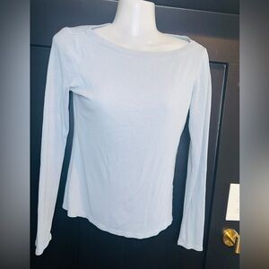 Halogen Light Blue Long-Sleeve Ribbed Women’s Top